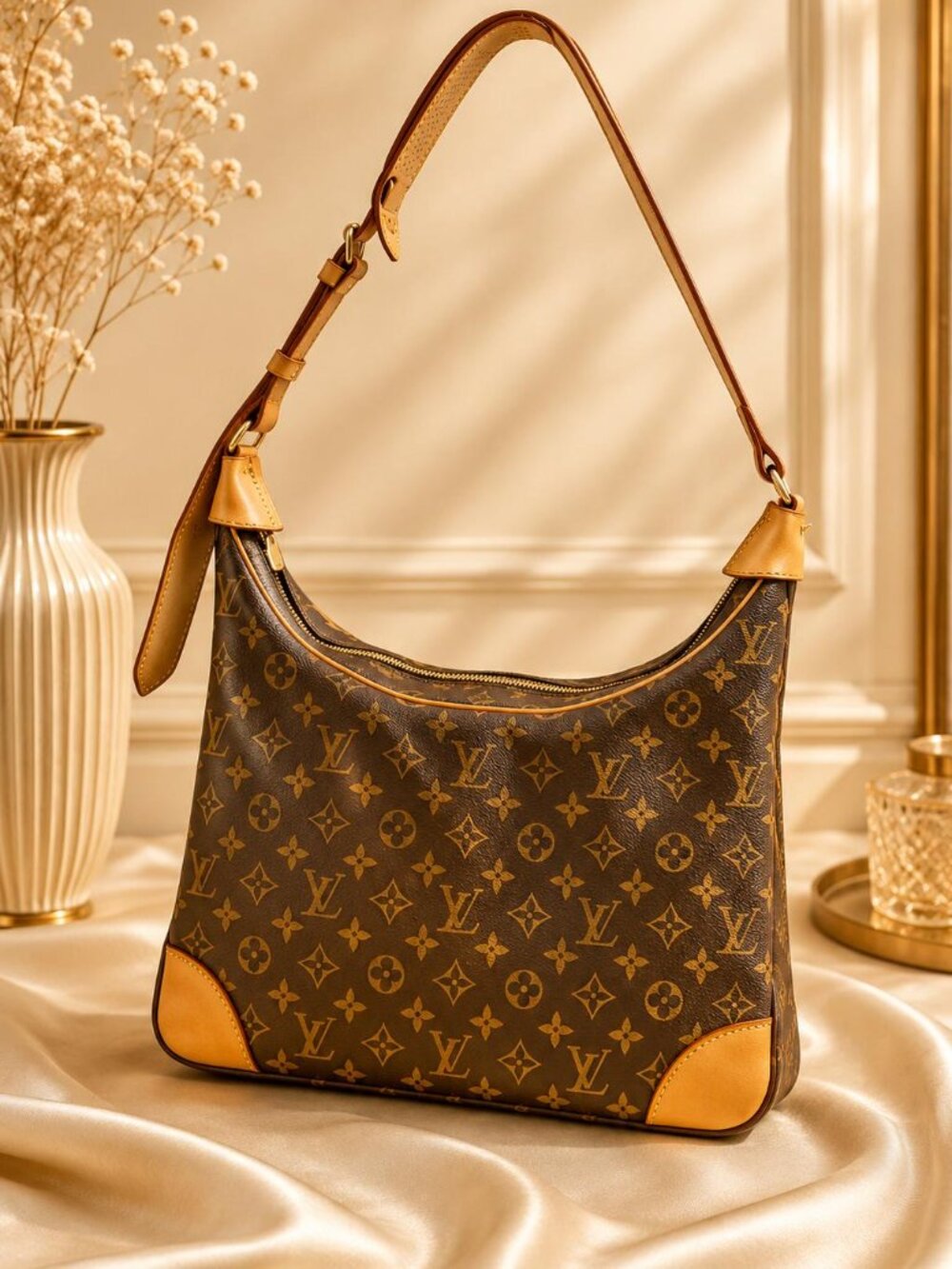 Authentic Louis Vuitton Boulogne 30 Monogram Canvas Shoulder Bag